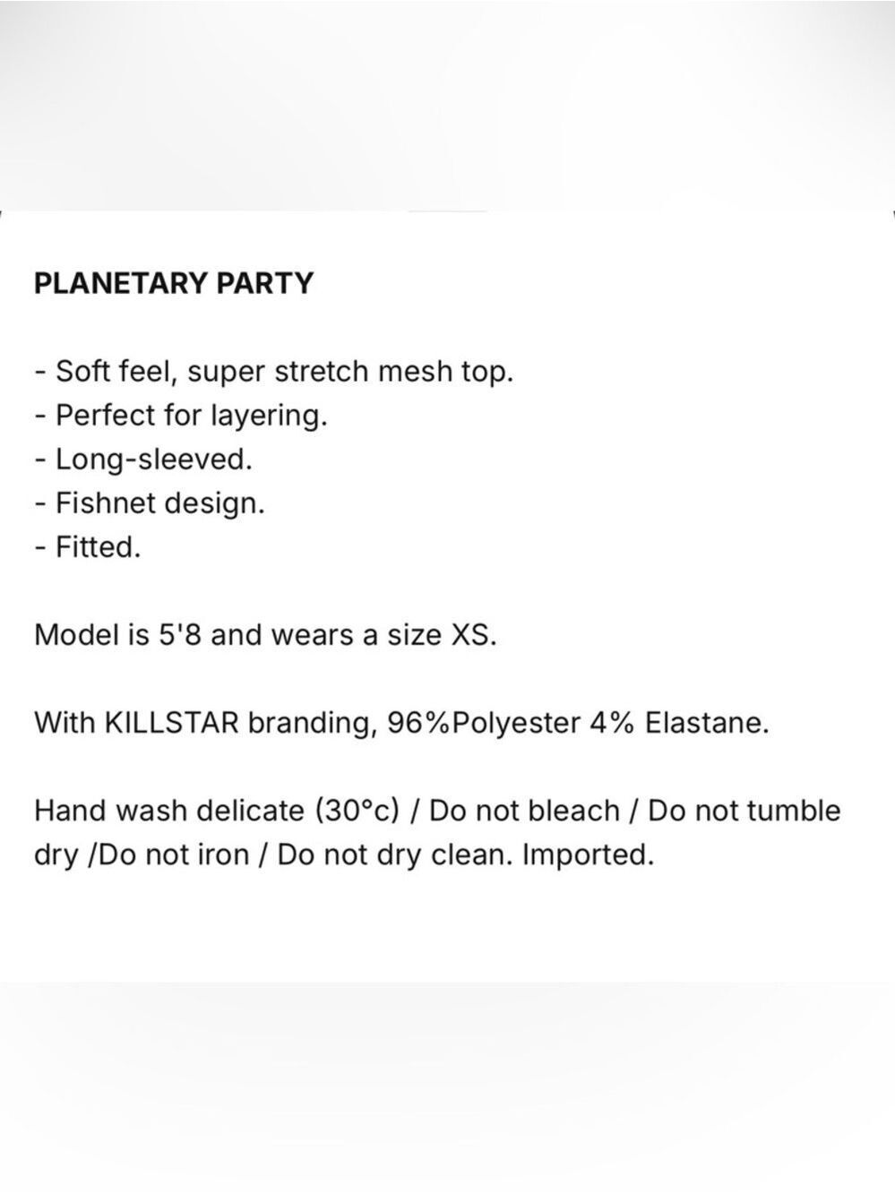 KILLSTAR Planetary Party Fishnet Mesh Top NWT Small - Picture 6 of 8